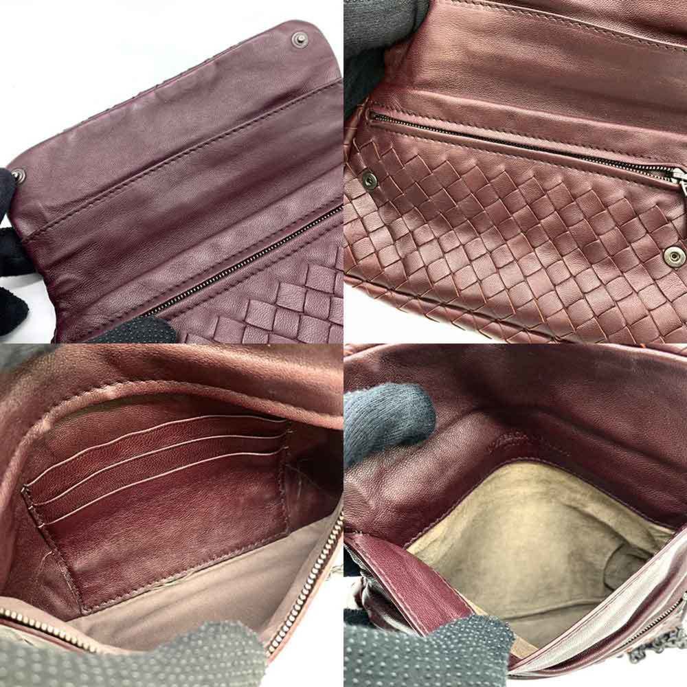 Bottega Veneta Bag Intrecciato Chain Shoulder Reddish Brown Pochette Crossbod... - Picture 5 of 6